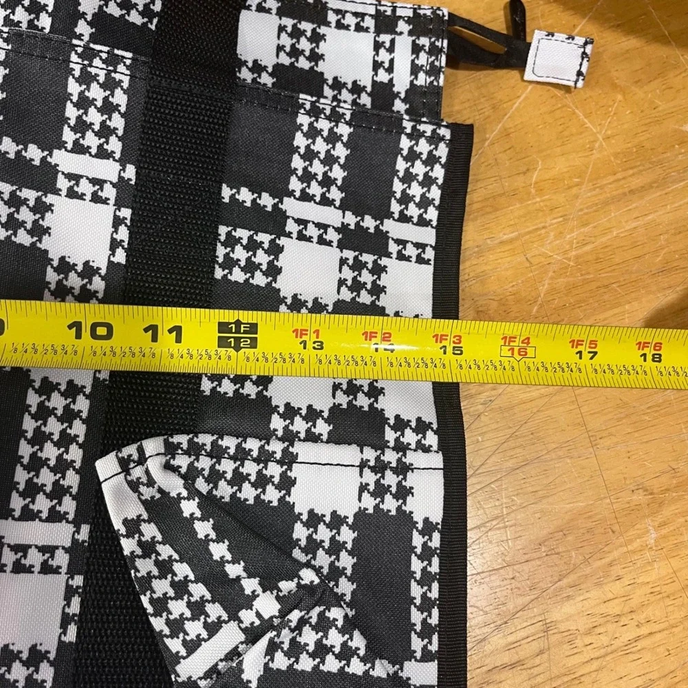 Thirty-One Zip-Top Organizing Utility Tote Houndstooth Plaid Black White 51AL660
